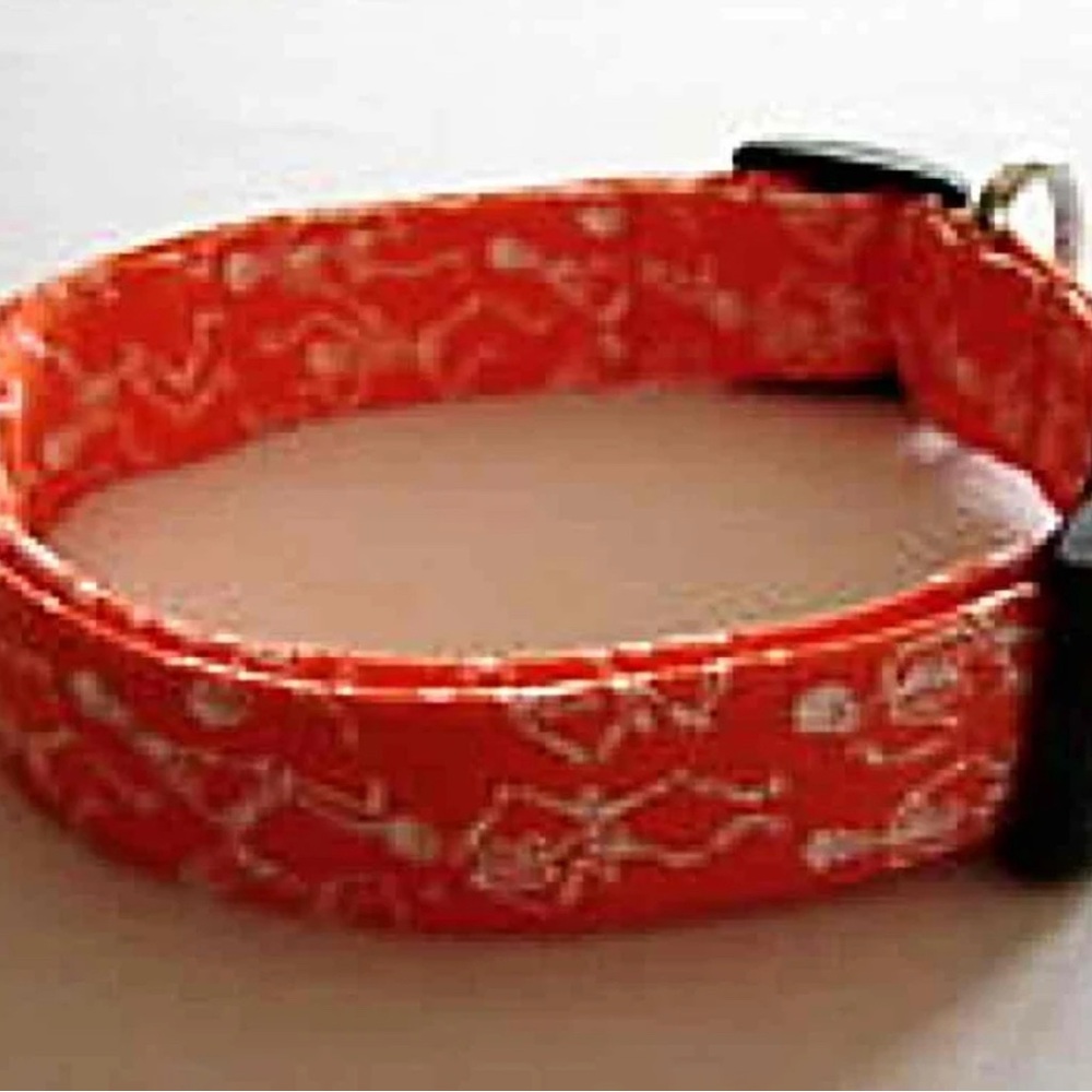 Orange Dog Collar with White Pattern